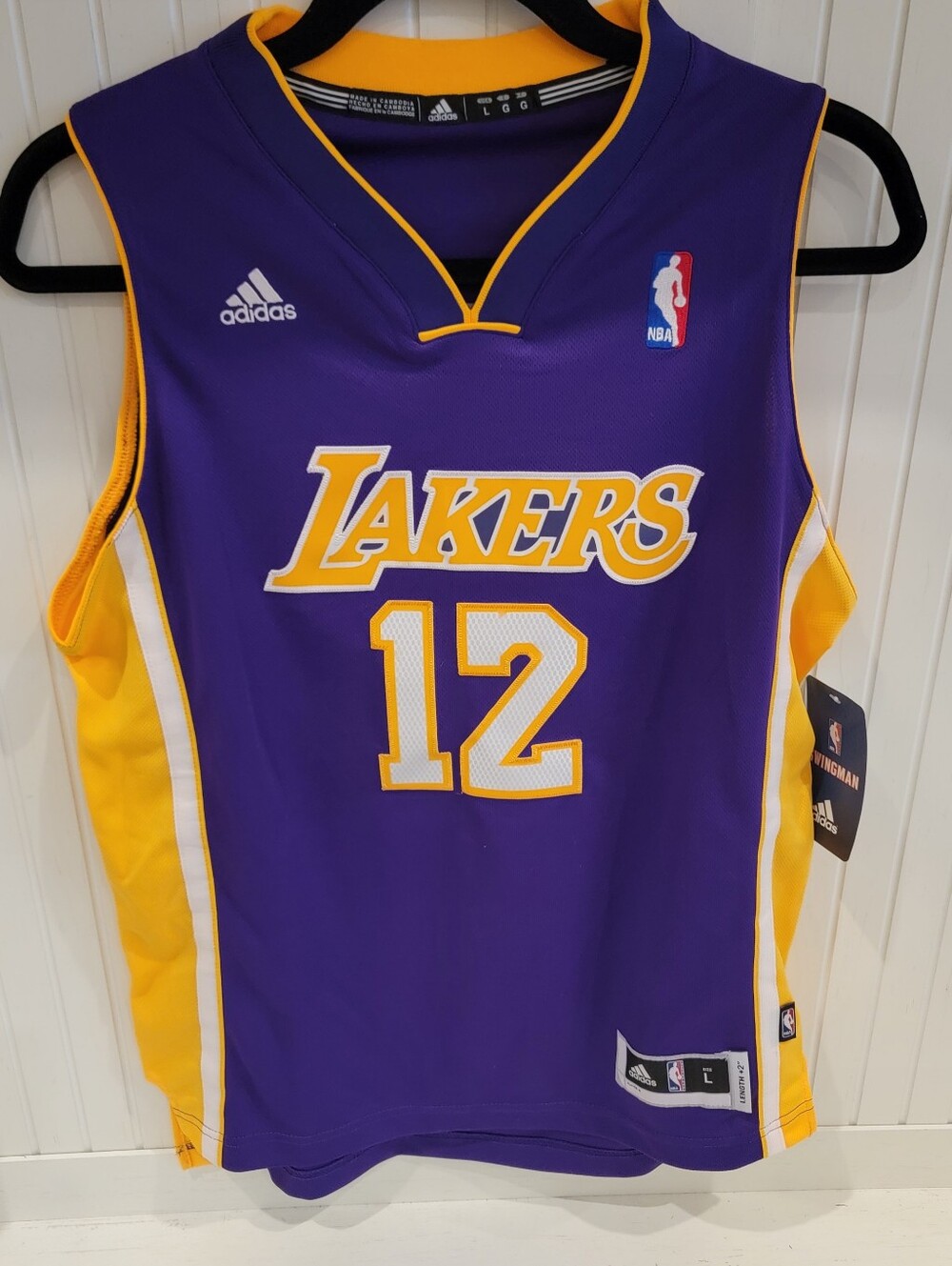 adidas Lakers Purple and Gold #12 Basketball Jersey